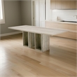 Noe Mali 96 Inch Dining Table- Rectangular- Double Pedestal Base- Gray Wood