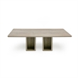 Noe Mali 96 Inch Dining Table- Rectangular- Double Pedestal Base- Gray Wood