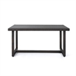 Sanie Outdoor Dining Table- 59 Inch Top- Iron Frame- Brown Resin Wicker