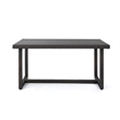 Sanie Outdoor Dining Table- 59 Inch Top- Iron Frame- Brown Resin Wicker