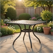 Cay Outdoor Dining Table- 40 Inch Square Top- Black Lattice Metal Design