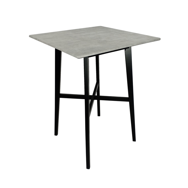 Ashi Bar Height Dining Table- 31 Inch- White Laminate- Black Wood Frame