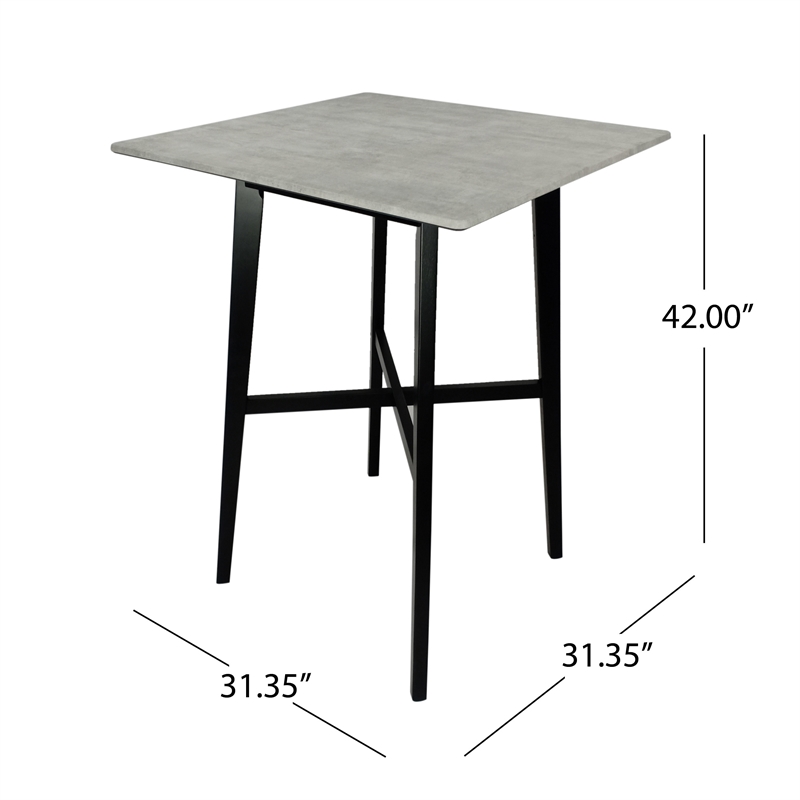 Ashi Bar Height Dining Table- 31 Inch- White Laminate- Black Wood Frame