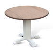 Lemy Round Dining Table w Drop Leaves- 40 Inch Dark Brown Top- White