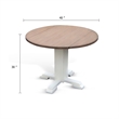 Lemy Round Dining Table w Drop Leaves- 40 Inch Dark Brown Top- White