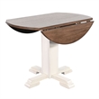 Lemy Round Dining Table w Drop Leaves- 40 Inch Dark Brown Top- White