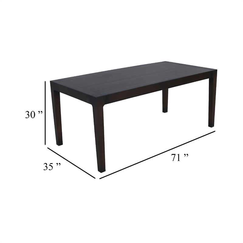 Geni Dining Table- 71 Inch Rectangular Top- Parsons Style Java Gray