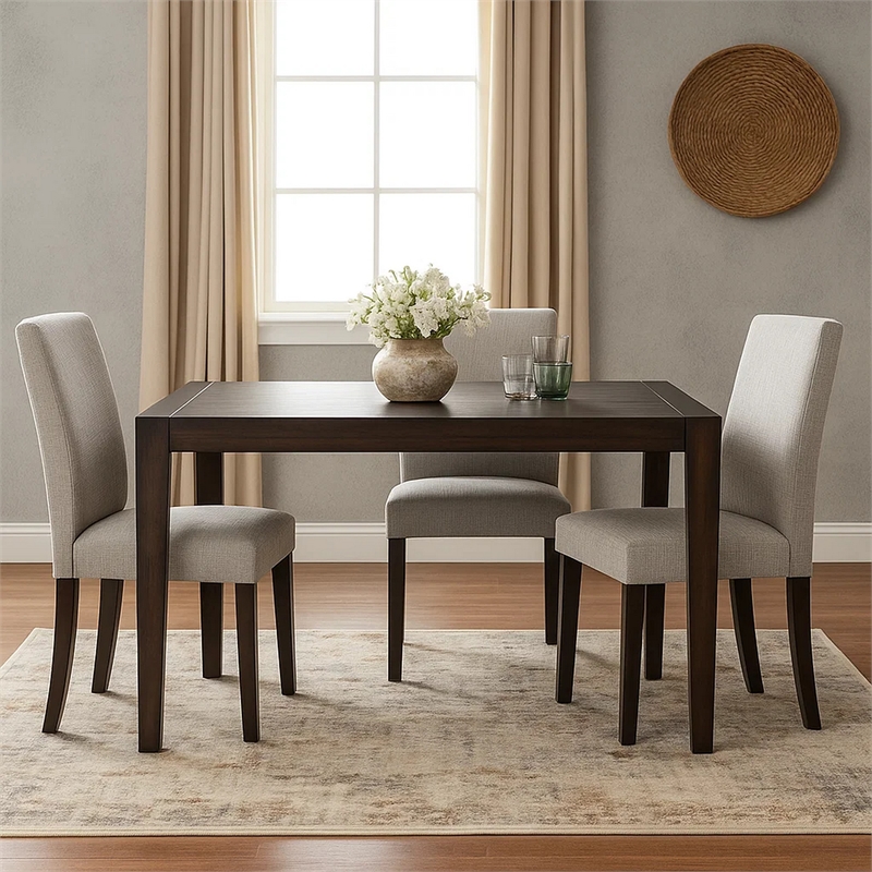 Geni Dining Table- 71 Inch Rectangular Top- Parsons Style Java Gray