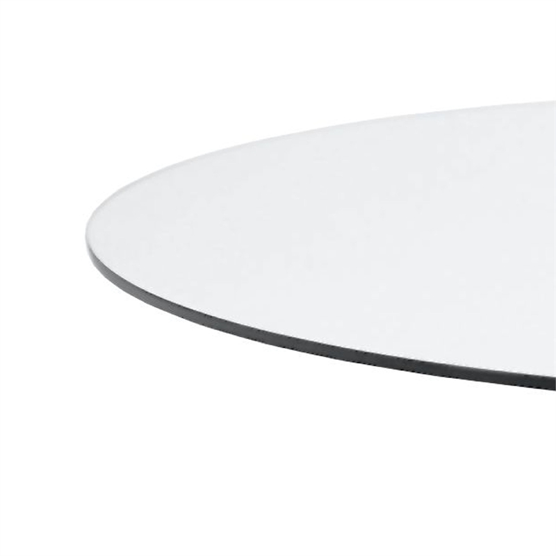 Cid Loku Dining Table- 59 Inch Round Clear Glass Top- White Metal Base