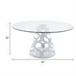 Cid Loku Dining Table- 59 Inch Round Clear Glass Top- White Metal Base