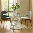 Cid Loku Dining Table- 59 Inch Round Clear Glass Top- White Metal Base