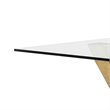 Cid Dogi Dining Table- 87 Inch Glass Top- Brushed Gold X-Frame Legs