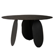 Cid Axen Dining Table- 53 Inch Gray Hammered Glass Top- Black Iron