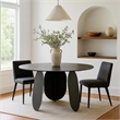 Cid Axen Dining Table- 53 Inch Gray Hammered Glass Top- Black Iron