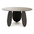 Cid Axen Dining Table- 53 Inch Gray Hammered Glass Top- Black Iron