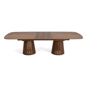 Cid Naj Dining Table- 95-118 Inch Extendable Top- Walnut Brown Solid Wood