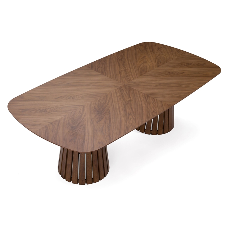 Cid Naj Dining Table- 95-118 Inch Extendable Top- Walnut Brown Solid Wood