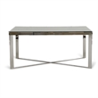 Cid Tiha Dining Table- Reclaimed Ship Wood and Glass Top- 64 Inch Brown