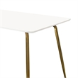 Iga Dining Table- 47 Inch Lacquer White Rectangular Top- Gold Metal Legs