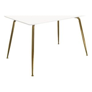 Iga Dining Table- 47 Inch Lacquer White Rectangular Top- Gold Metal Legs