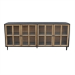 Cara Sideboard Buffet Cabinet-4 Glass Pane Doors-83 Inch Espresso Brown