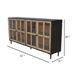 Cara Sideboard Buffet Cabinet-4 Glass Pane Doors-83 Inch Espresso Brown