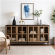 Cara Sideboard Buffet Cabinet-4 Glass Pane Doors-83 Inch Espresso Brown