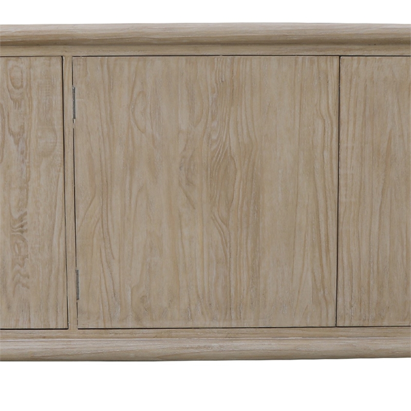 Zery Sideboard Cabinet w 3 Doors in Brushed White Pine Wood-83 Inch