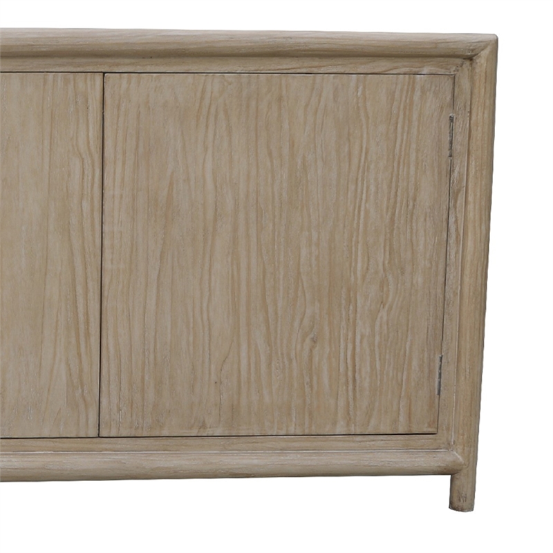 Zery Sideboard Cabinet w 3 Doors in Brushed White Pine Wood-83 Inch