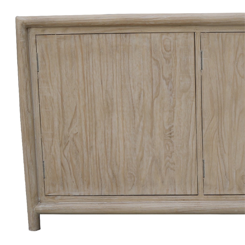 Zery Sideboard Cabinet w 3 Doors in Brushed White Pine Wood-83 Inch