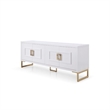 Cid Laha Sideboard Buffet Cabinet-79 Inch-4 Doors-White-Champagne Gold