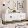 Cid Laha Sideboard Buffet Cabinet-79 Inch-4 Doors-White-Champagne Gold