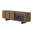 Cid Tera Sideboard Buffet Cabinet-89 Inch Brown Walnut Veneer-2 Angled Doors