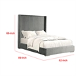 Wolo King Bed-Gray Fur Chenille Ribbed Upholstery-Wing Headboard