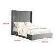 Wolo Full Bed-Gray Fur Chenille Ribbed Upholstery-Wing Headboard