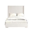 Wolo Full Bed-White Fur Chenille Ribbed Upholstery-Wing Headboard
