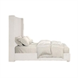 Wolo Full Bed-White Fur Chenille Ribbed Upholstery-Wing Headboard