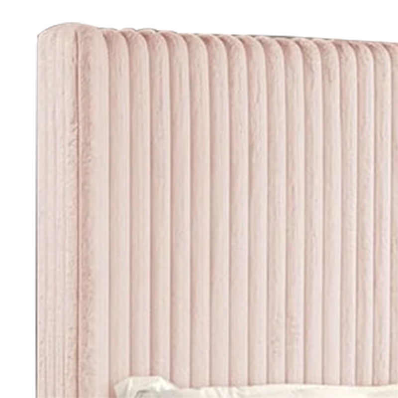 Wolo Full Size Bed-Pink Channel Tufted Fur Chenille Upholstery