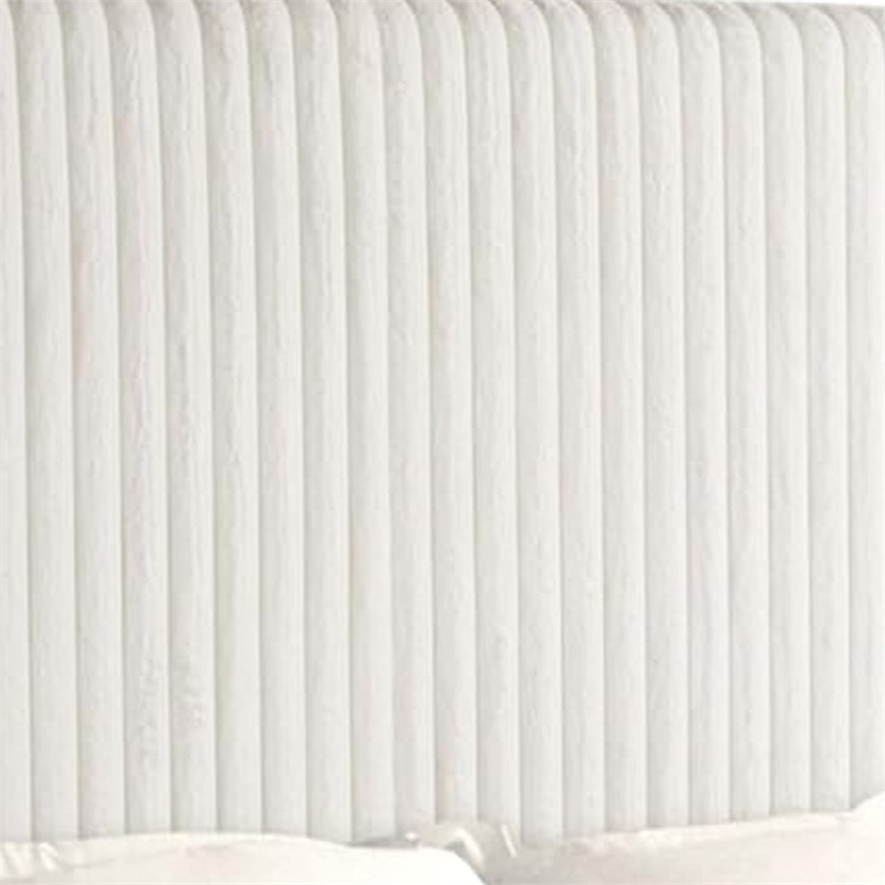 Wolo King Size Bed-White Channel Tufted Fur Chenille Upholstery