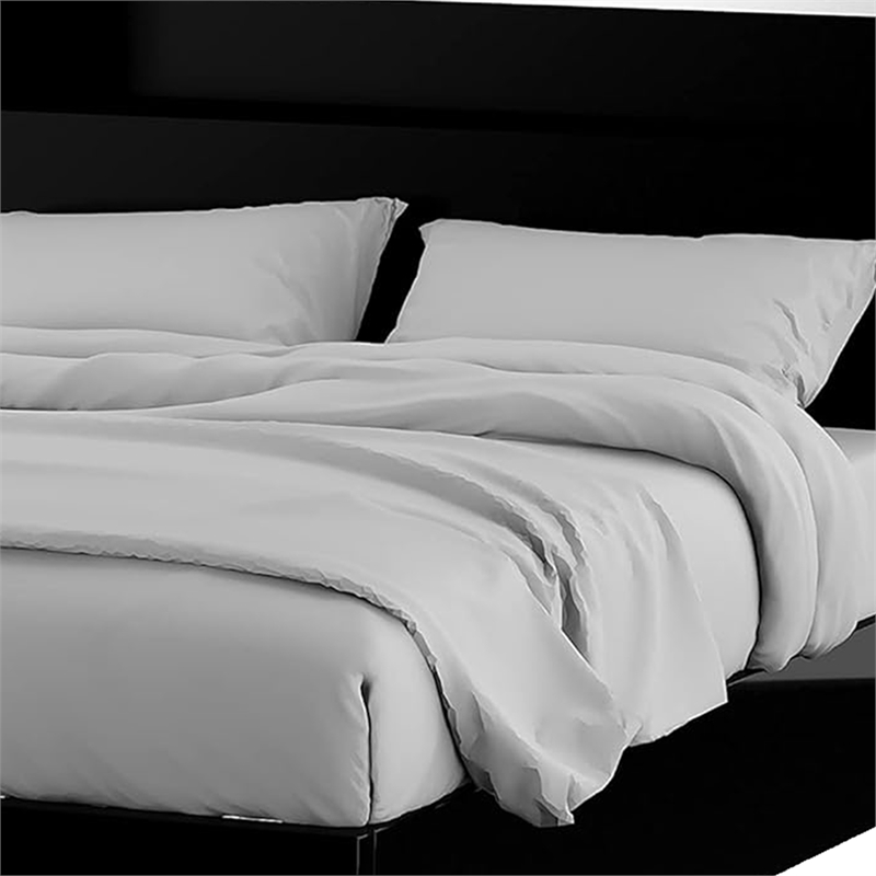 Cari Queen Size Bed-LED Bookcase Headboard-Black and Chrome