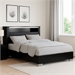 Cari Queen Size Bed-LED Bookcase Headboard-Black and Chrome