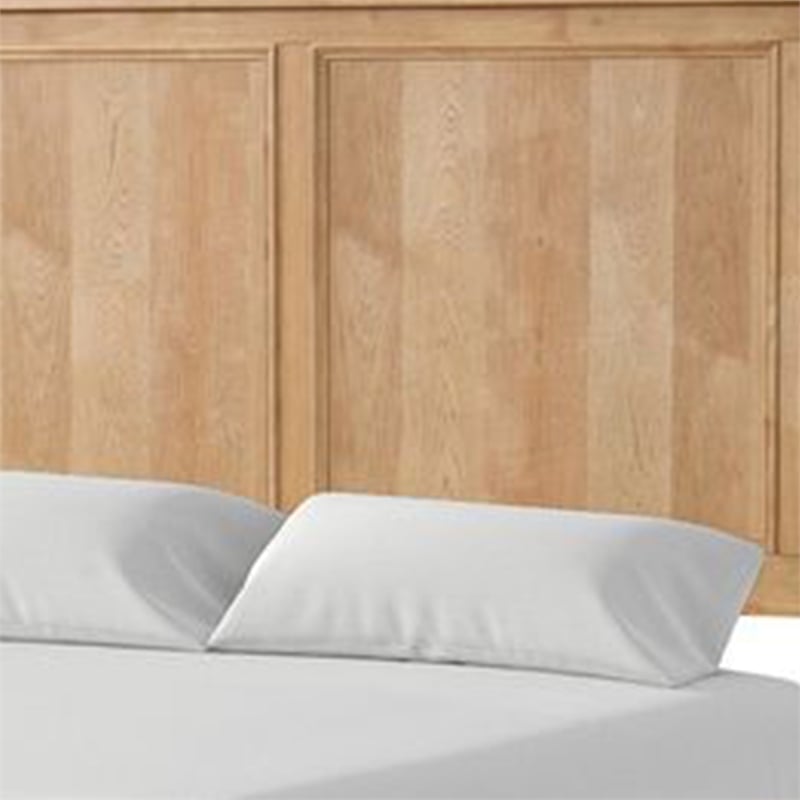 Lexa Queen Bed w Plank Headboard and Molding-Natural Oak Brown Wood