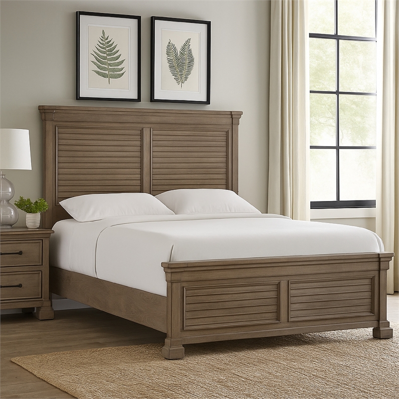 Roi Queen Bed-Shutter Headboard and Footboard-Weathered Gray Wood