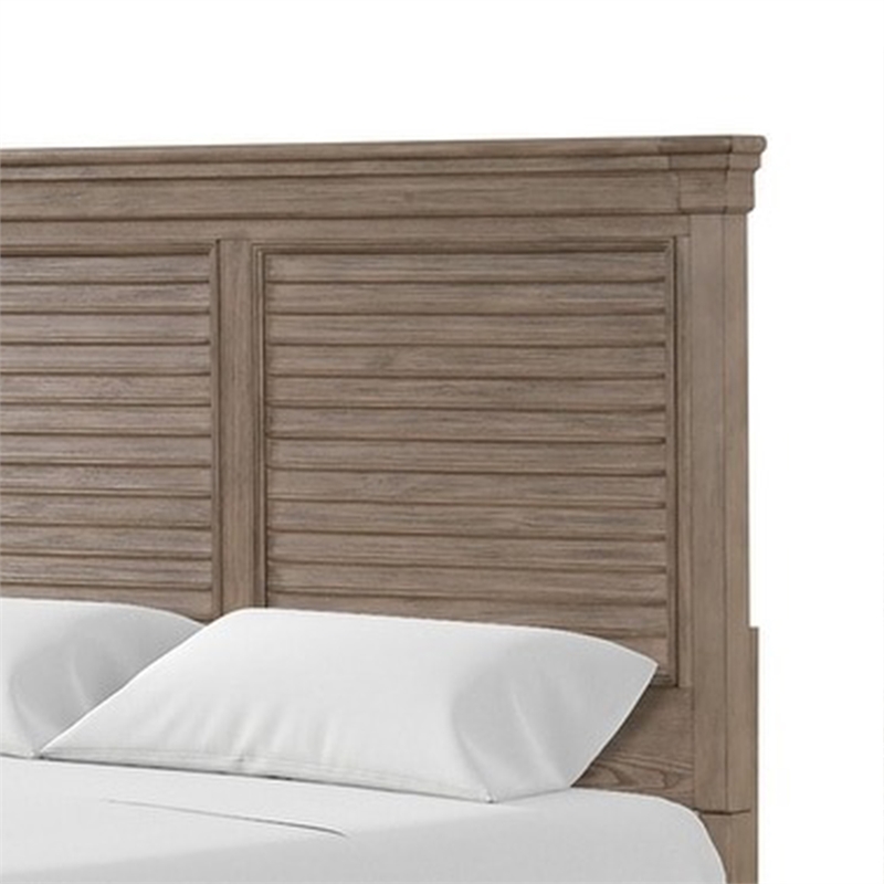 Roi Queen Bed-Shutter Headboard and Footboard-Weathered Gray Wood