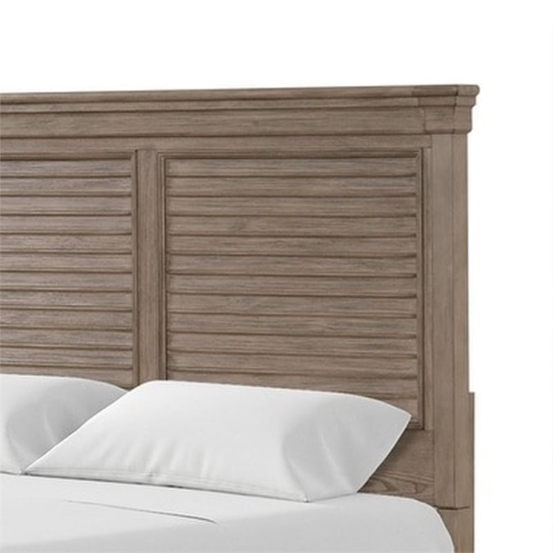 Roi Queen Bed-Shutter Headboard and Footboard-Weathered Gray Wood