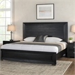 Ashen King Bed-LED Headboard-Chrome Metal Legs-Rustic Black Wood