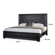 Ashen King Bed-LED Headboard-Chrome Metal Legs-Rustic Black Wood
