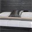 Ashen Queen Bed-LED Headboard-Chrome Metal Legs-Rustic Black Wood