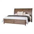 Merry Queen Bed-Curved Panel Headboard-Rivet Accents-Brown Wood