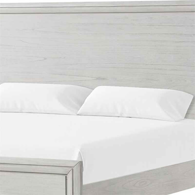 Basil queen Bed-Framed Headboard and Footboard-Rustic White Wood